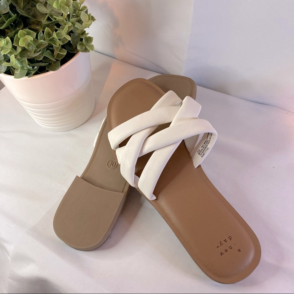 Women’s White Rory Padded Crisscross Slide Sandals- Target’s ( a. New Day brand)
